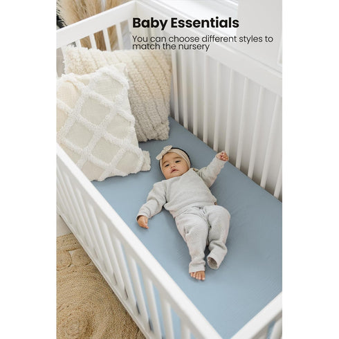 2 Pack, 52"x28" Konssy Muslin Crib Sheets for Boys, Soft Cotton Neutral Baby Sheets for Standard Crib Mattress