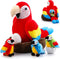 Meooeck 7 Pcs Macaw Parrot Plush Toys Set | 13 Inch Large Mommy Parrot with Nest, Egg & 3 Cute Baby Plushies