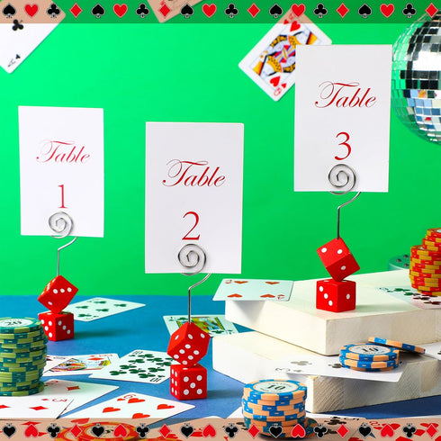 6 Pcs Dice Table Number Holders - Casino Game Kit with Place Card Holders and Table Number Cards