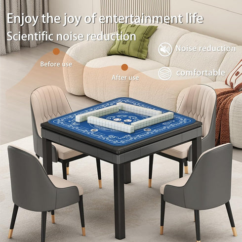 Gedgan 32.4x32.4 Inch Mahjong Mat - Elegant Blue with Lace Trim | Non-Slip Rubber Gaming Mat & Noise Reducer |