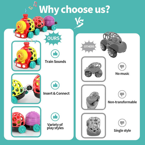 MOONTOY Baby Cars Toys for Babies 6-12 Months - Infant Toys Train, Soft Cars Ball Rattle, Musical Toddler Push Truck