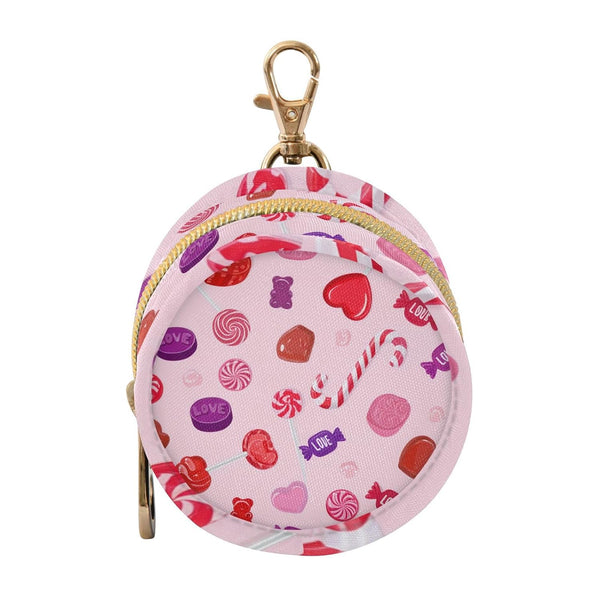 Valentines Candy Round Pacifier Storage Case with Zipper, Portable Pacifier Case for