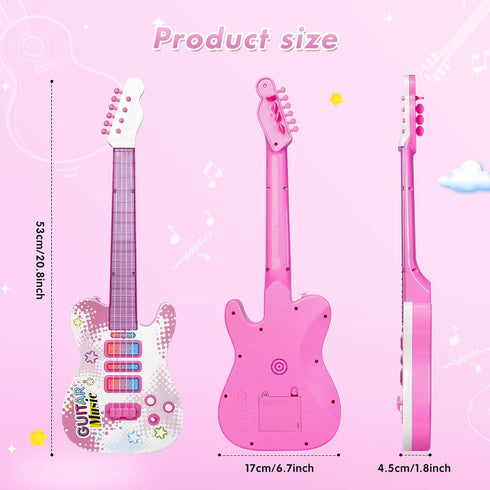 Drmukie 3 2-4 4 3 4 5 Kids Pink Guitar Toy for Year Old Girls Birthday Gift Toddler Toy Ages Electric Guitars