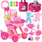 HUITEM Baby Doll Stroller Toys Set, 17 PCS Baby Doll Accessories Stroller