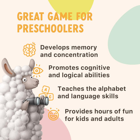 Alphabet Animals Matching Game for Kids, 52 Memory Cards Board Game for Ages 3+ to Develop Concentration Skills