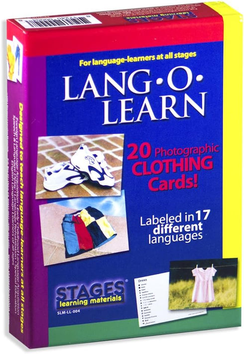 Stages Learning Materials Lang-O-Learn ESL Clothing Vocabulary Flashcards for English, Spanish, + More