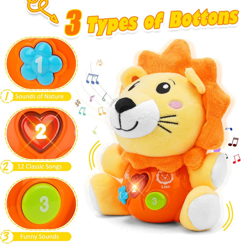 Baby Toys 6 to 12 Months - Infant Baby Musical Toy for 1 Year Old Boys & Girls - Cute Lion Plush Toys Newborn Toy 0 3 6 9 12 Month Best Gift