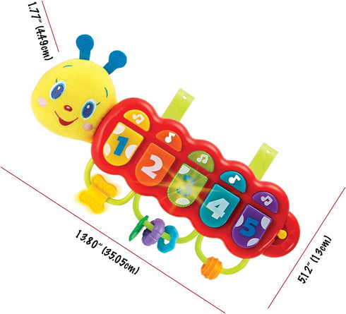 KiddoLab Lira Baby - Musical Caterpillar Toy with Lights & Music, Spinner & Rings for Babies 3+ Months