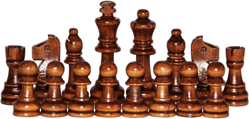 ASNEY Wooden Chess Pieces, Tournament Staunton Wood Chessmen, 3.15” King Figures, Includes Storage Bag