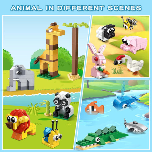HOGOKIDS 20 Pack Animals Building Blocks - Party Favors for Kids, Easter Gifts, Goodie Bags, Classroom Prizes for Ages