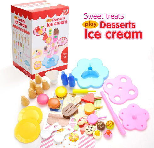 PowerTRC 22 Pcs Sweet Treats Ice Cream & Desserts Tower Playset for Kids' Adventures