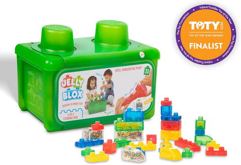 2-in-1 2+ Goliath Jelly Blox Stash 'N Stack Storage Case | Toddler & Preschool Building Blocks Kids Can Squeeze