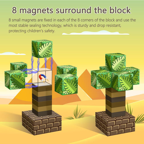150 0.8",Stacking 3 4 5 6 7 8 12 pcs Magnetic Blocks - Magnetic Building Blocks with Light Up Blocks Mine Magnet Desert