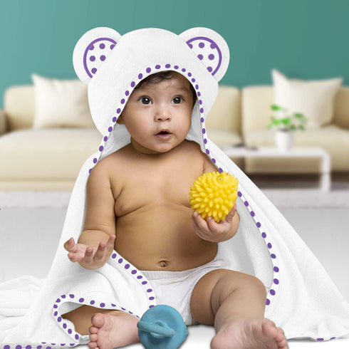 ELSVIN Set 2 35 35 Inch 400 of Hooded Baby Towels White and Purple Luxurious, Large and Super Absorbent x Soft