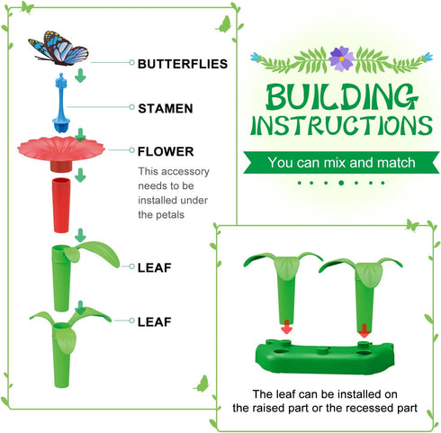 SpringFlower Gifts Toys for Girls: Flower Garden Building Kit with Storage Case, Educational STEM Toy for Toddlers,