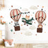Yovkky Hot Air Balloon Airplane Wall Decals Stickers, Cute Animals Aircraft Lion Fox Raccoon Cloud Stars Neutral