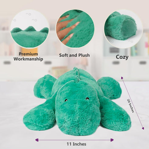 Weighted Dinosaur Stuffed Animal, 20'' Plush Dino for Sensory Needs, 3lbs Weighted Stuffed Animal, Green