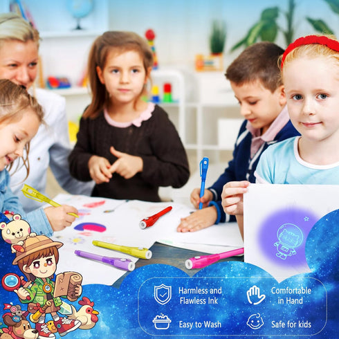 Invisible Ink Pen Spy Game for Kids, Party Favors Toys for Girls Boys, Magic Markers for Fun Outdoor Toys