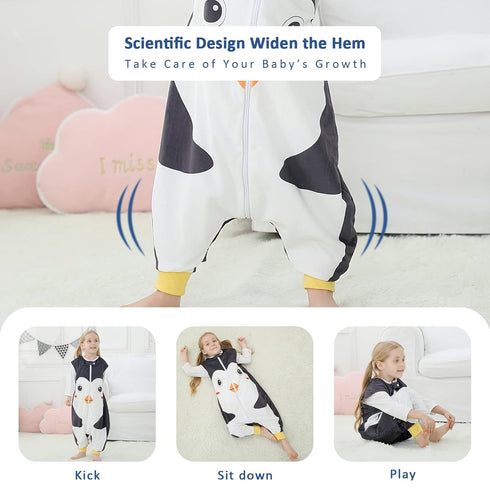 MICHLEY Toddler Sleeping Sack with Feet - Newborn Infant Sleeveless Sleeping Bag, 2-Way Zipper, Penguin, 3-5T