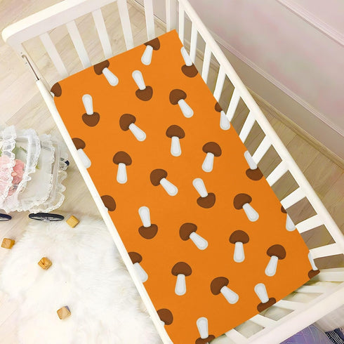 Sinestour Orange Mushroom Baby Crib Sheet Soft and Breathable Crib Mattress Protector for Standard Toddler Bed Sheet