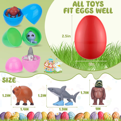 Mytothfy 24 Pack Easter Eggs Filled with Italian Brainrot Toys, Easter Basket Stuffers for Toddlers Kids Children