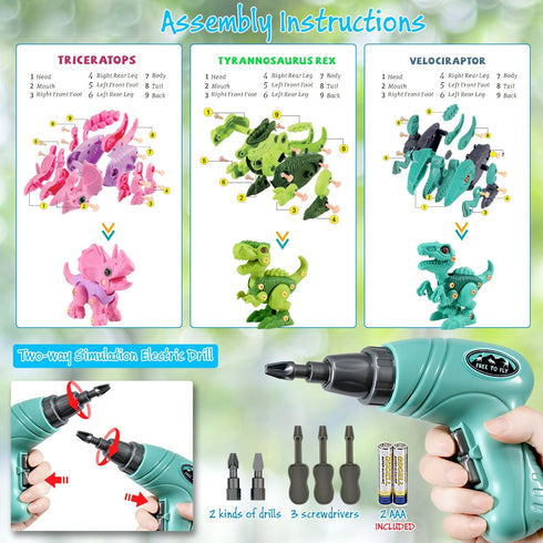 3 4 5 6 3-5 5-7, Set FREE TO FLY Dinosaur Toys for Years Old Girls, Take Apart Dinosaur Learning Toys for Kids STEM