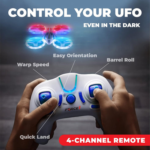 Force1 UFO 4000 Mini Drone for Kids - LED Remote Control Quadcopter, 2 Batteries, 360 Flips, 2 Speed