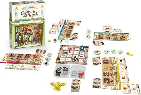 Coffee Rush Board Game - Fun Strategy Game for Kids & Adults, 2-4 Players, Ages 8+, 30 Minute Playtime