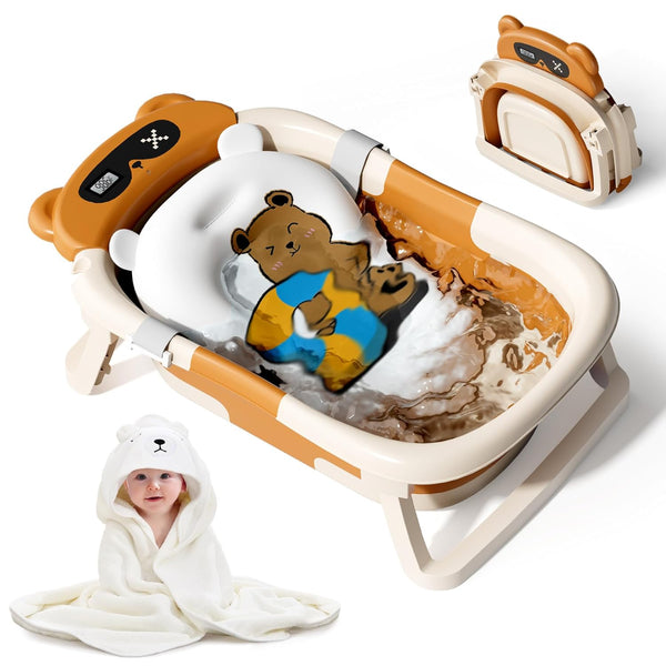 Collapsible Baby Bathtub for Newborn to Toddler (0-18 Months) - Foldable Baby
