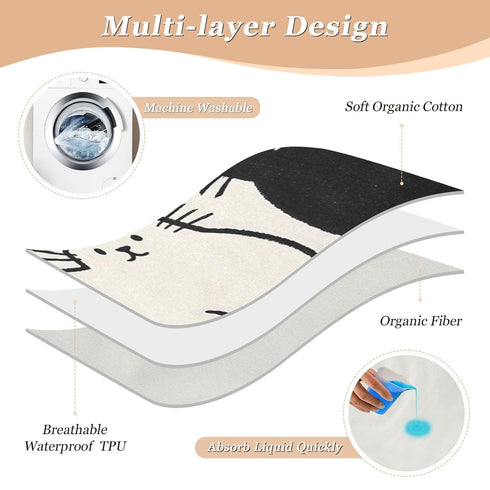 siphylline 52" 34" Cartoon Minimalist Cat Cute Extra Large Resuable Changing Pad Covers Soft Absorbent Potty Training