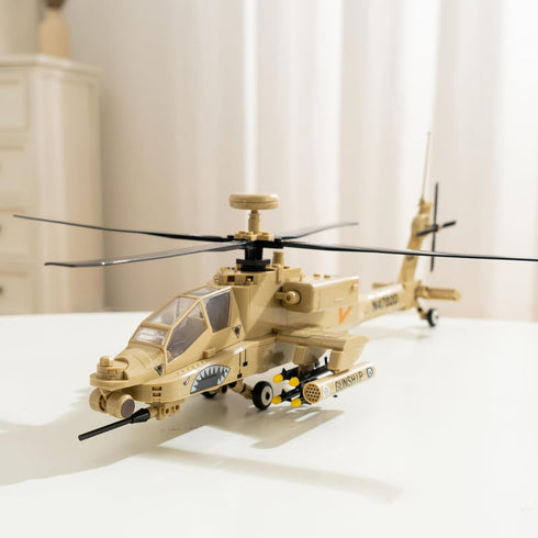 AH-64 Set 259 10+ Apostrophe Games Apache Helicopter Building Block Pieces - Air Force Plane, Ages