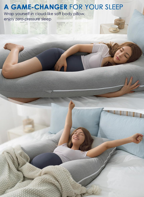 55in QUEEN ROSE Pregnancy Pillows, Cooling Maternity Pillow for Sleeping, U Shaped Body Pillow for Pregnant Support