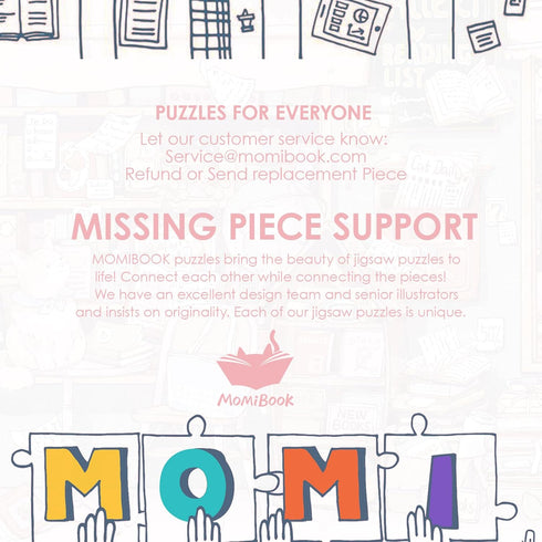 1000 MOMIBOOK Puzzles for Adults Pieces Jigsaw Puzzles of Flowers in Pages, Painting Image Bookstore Bookshop Difficult