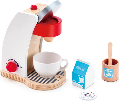 Hape Wooden White Coffee Maker Kitchen Set with Accessories| Pretend Play Toy