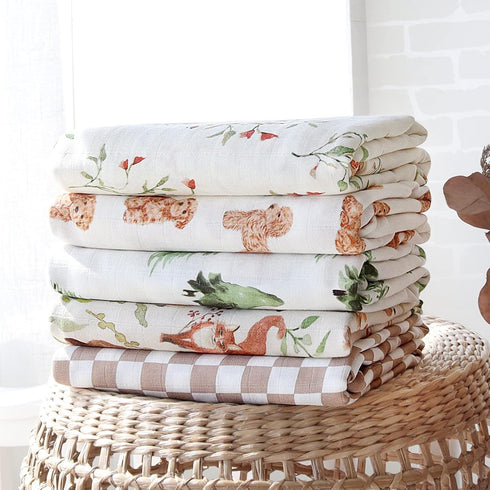 LifeTree Baby Swaddle Blankets Dog, 70% Viscose Bamboo and 30% Cotton Muslin, Large 47" x 47", Poodle Puppy