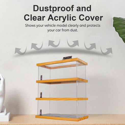 1/64 Scale Display Case, 3-Tiers Diecast Car Garage Display Case with 15 Parking Space and Acrylic Cover