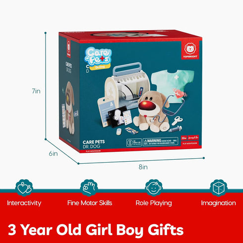 3-5, Set Playset, 3 4 5 TOP BRIGHT Doctor Kit for Toddlers Pretend Play Doctor with Costume & Wooden Medical Kit, Dress