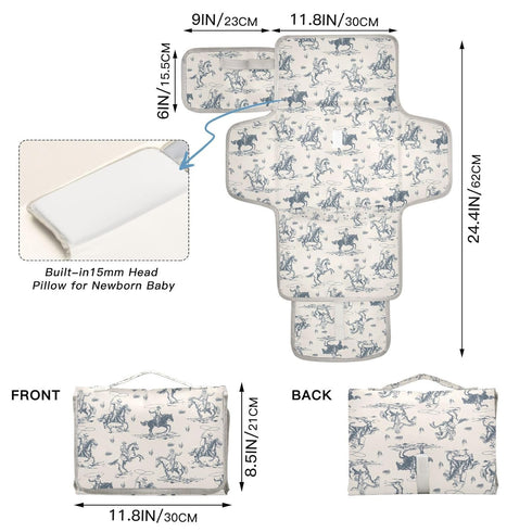 CHUROUSY Cowboys Horse Western Portable Diaper Changing Pad with Wipes Holder, West Desert Foldable Baby Diaper Changer