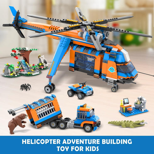1356PCS Set Playset 6+ CUBIMANA City Jungle Adventurer Helicopter Building Toys - Forest Truck Adventure Building