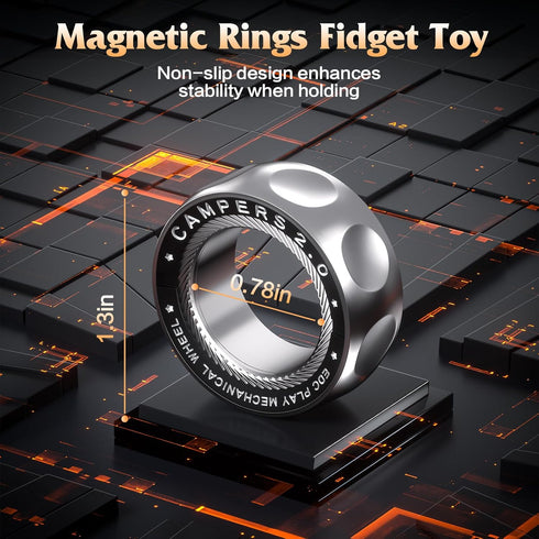 Upgrade Fidget Spinner for Stress Relief,Magnetic Fidget Spinner Rings with Rotating Sounds/Anti-Slip,Stainless Steel