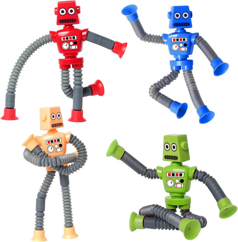 4 Pcs Shape Changing Robot Toy, Telescopic Pop Tubes Sensory Toys for Kids with Autism, ADHD, Fidget Toys for 3-9 Year