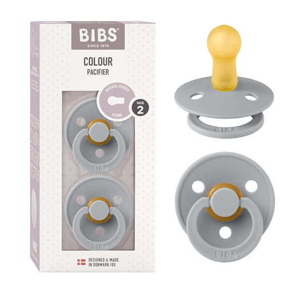 BIBS Pacifiers Colour Collection, Natural Rubber Baby Pacifier Set of 2, BPA-Free Soothers Made in Denmark