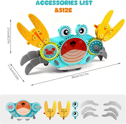Set Tummy 3-5, 1 2 3 0-36 Crawling Crab Gear Toy - Time Musical Crab Toys Stacking & Building Blocks Educational STEM