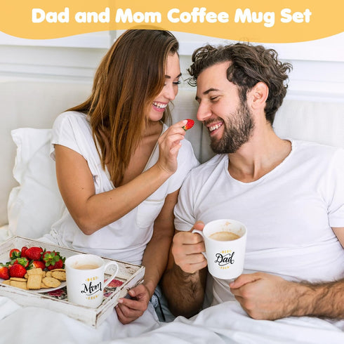 Set Pregnancy Gifts for First Time Moms - New Parents Gift Pregnancy Announcement Baby Shower Basket Mom & Dad Mugs