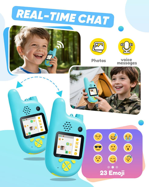 Pussan Cameras,2 Pack 3-9 3 4 5 6 7 8 Video Walkie Talkies for Kids with Dual Rechargeable Kids Walkie Talkies Toys