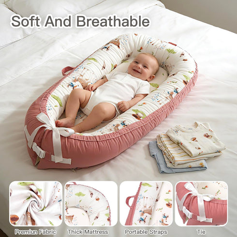 Meindoovm Baby Lounger | Organic Cotton Infant Support Cushion | Reversible, Adjustable & Portable Floor Cushion |