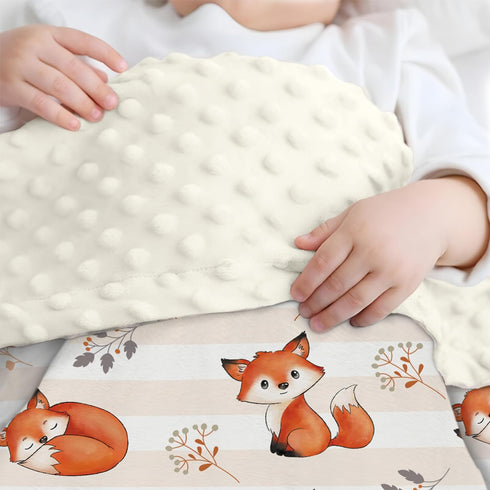 SANDJEST Fox Baby Blankets, 30 x 40 Minky Blanket with Double Layer Dotted Backing for Newborns & Toddlers