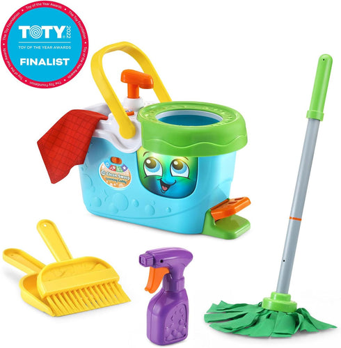 Set 3-5, LeapFrog Clean Sweep Learning Caddy, Kids Mop and Broom Cleaning Toy for Ages Blue