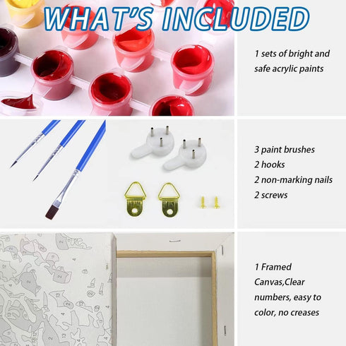 12" Wx16 Newsight Paint by Numbers for Adults & Kids & Beginners DIY Acrylic Painting Gift Kits (Framed Color Cow, L)