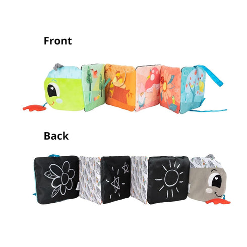 Lamaze Colorful Journey Caterpillar High Contrast Baby Book, Soft Fabric, Baby Sensory Toys